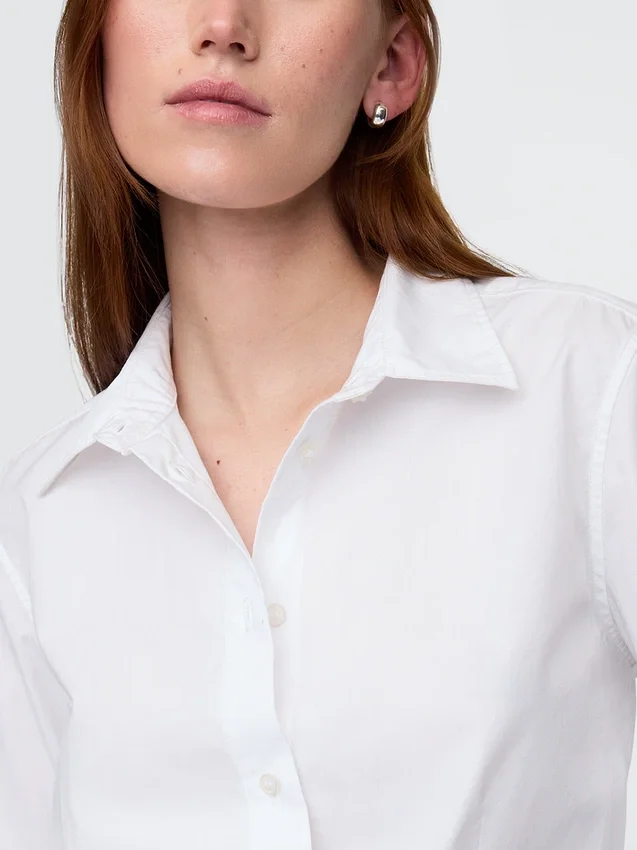 Chemise ajustée courte en coton bio