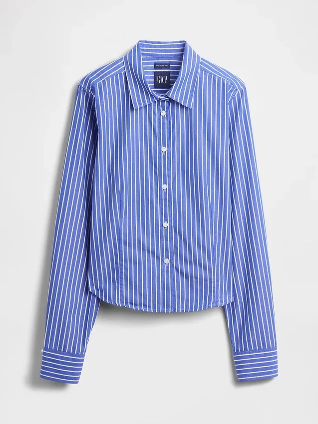 Chemise ajustée courte en coton bio