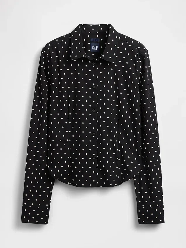 Chemise ajustée courte en coton bio