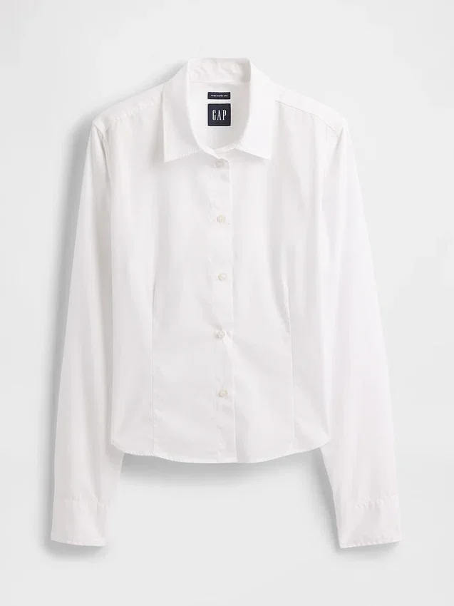 Chemise ajustée courte en coton bio