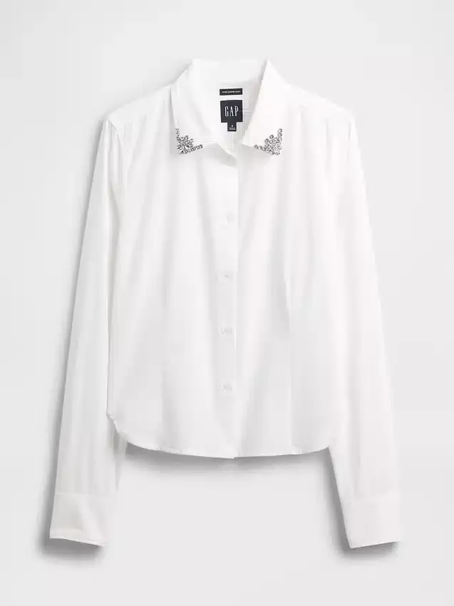 Chemise ajustée courte en coton bio