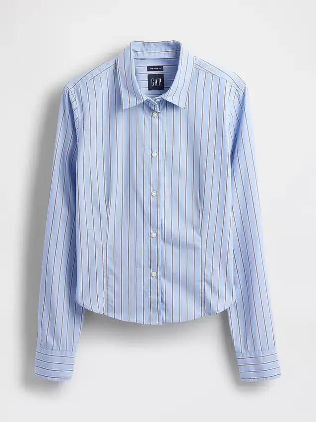 Chemise ajustée courte en coton bio