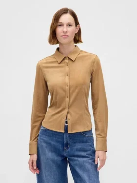 Chemise ajustée en daim vegan