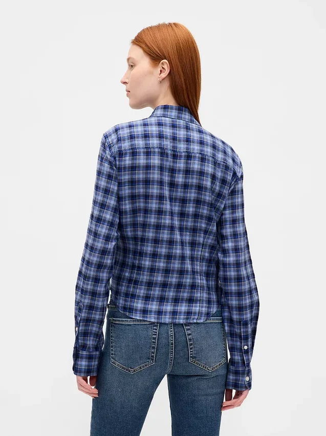 Chemise ajustée en flanelle à carreaux
