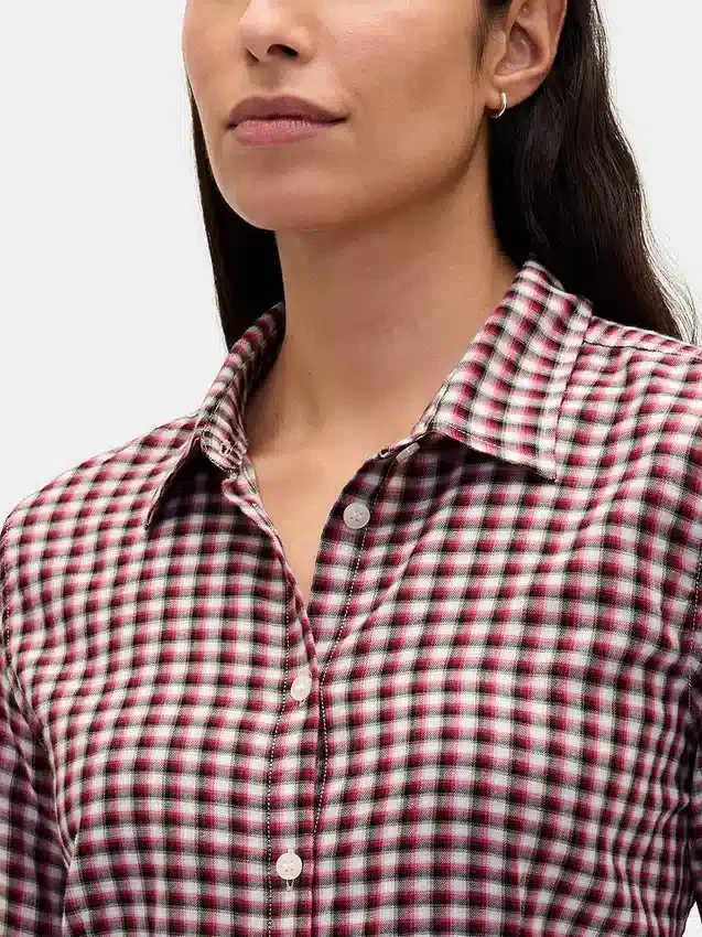 Chemise ajustée en flanelle à carreaux