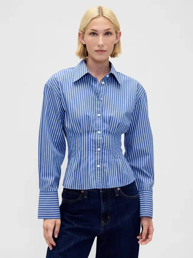 Chemise ajustée en popeline de coton bio