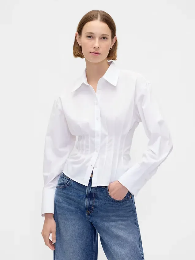 Chemise ajustée en popeline de coton bio