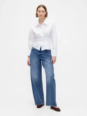 Chemise ajustée en popeline de coton bio