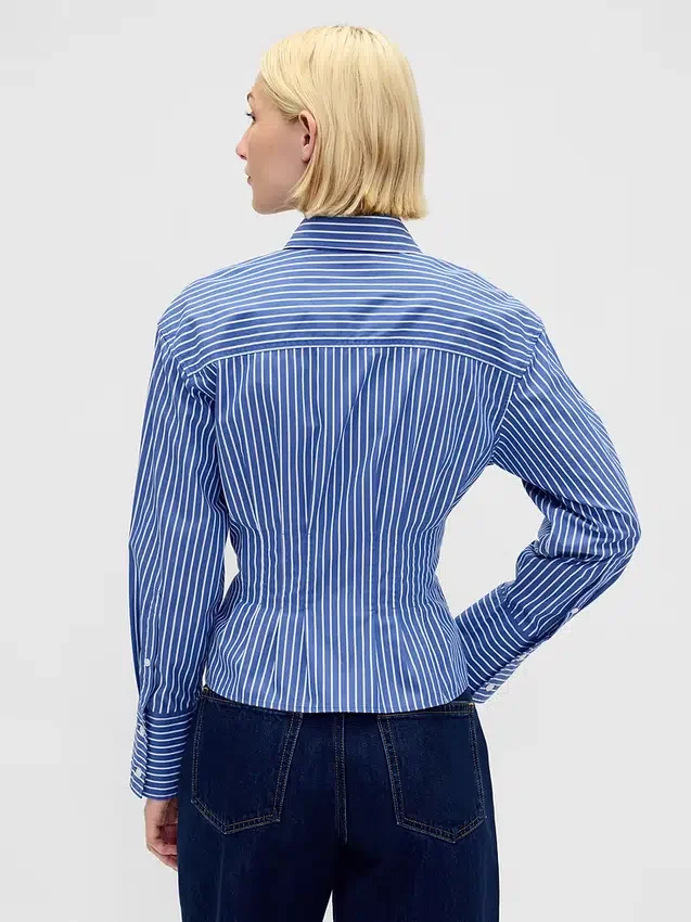 Chemise ajustée en popeline de coton bio