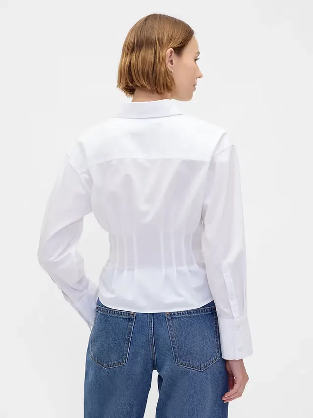 Chemise ajustée en popeline de coton bio