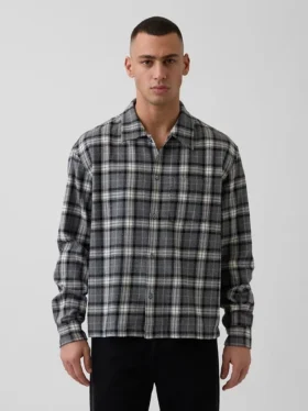 Chemise ample en flanelle de coton bio