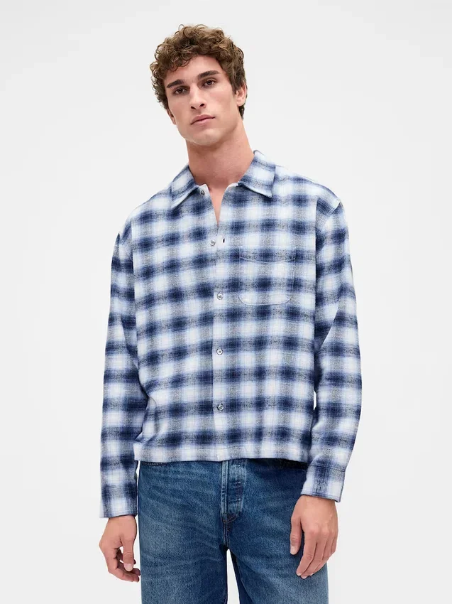 Chemise ample en flanelle de coton bio