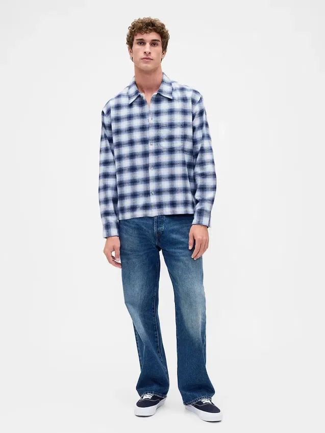 Chemise ample en flanelle de coton bio