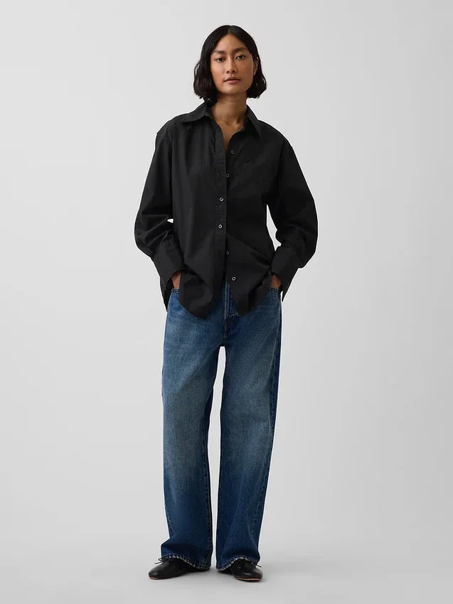 Chemise ample en popeline de coton bio