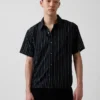 Chemise ample à ourlet arrondi en seersucker rayé