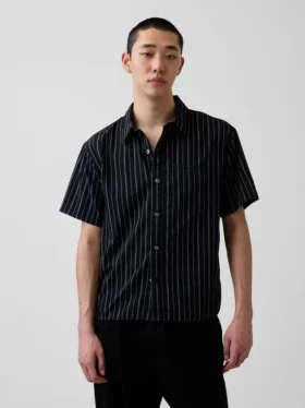 Chemise ample à ourlet arrondi en seersucker rayé
