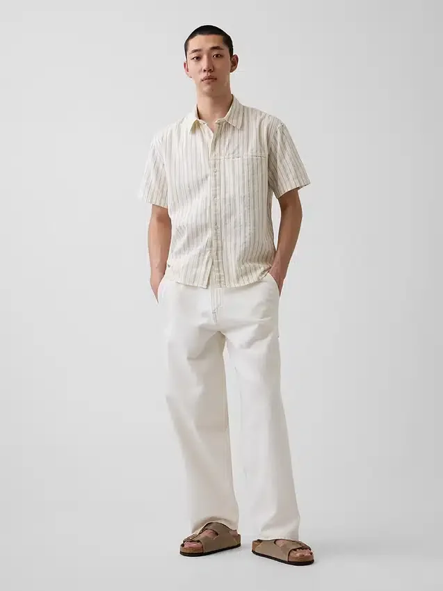Chemise ample à ourlet arrondi en seersucker rayé