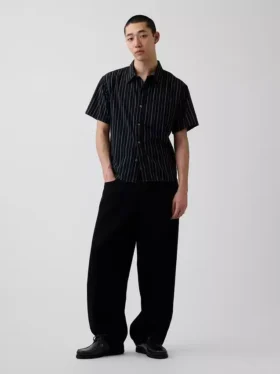Chemise ample à ourlet arrondi en seersucker rayé