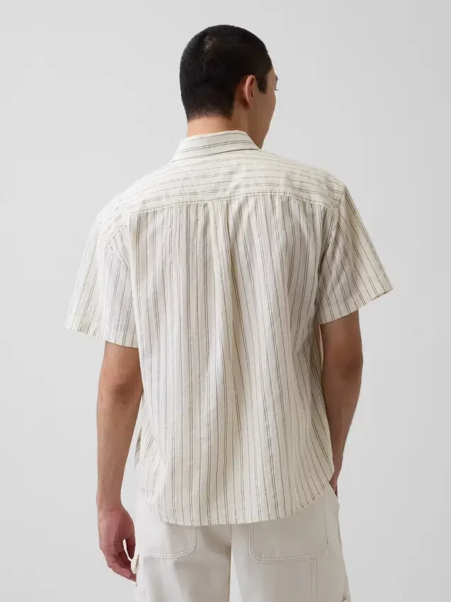 Chemise ample à ourlet arrondi en seersucker rayé