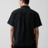 Chemise ample à ourlet arrondi en seersucker rayé