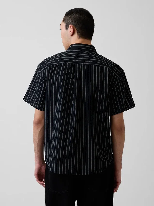 Chemise ample à ourlet arrondi en seersucker rayé