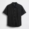 Chemise ample à ourlet arrondi en seersucker rayé