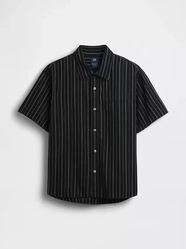 Chemise ample à ourlet arrondi en seersucker rayé