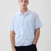 Chemise ample à ourlet droit en lin et coton