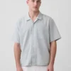 Chemise ample à ourlet droit en lin et coton