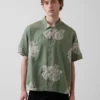 Chemise ample à ourlet droit en lin et coton
