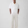 Chemise ample à ourlet droit en lin et coton