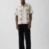 Chemise ample à ourlet droit en lin et coton