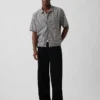 Chemise ample à ourlet droit en lin et coton