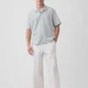 Chemise ample à ourlet droit en lin et coton