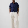Chemise ample à ourlet droit en lin et coton