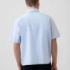 Chemise ample à ourlet droit en lin et coton