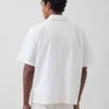 Chemise ample à ourlet droit en lin et coton