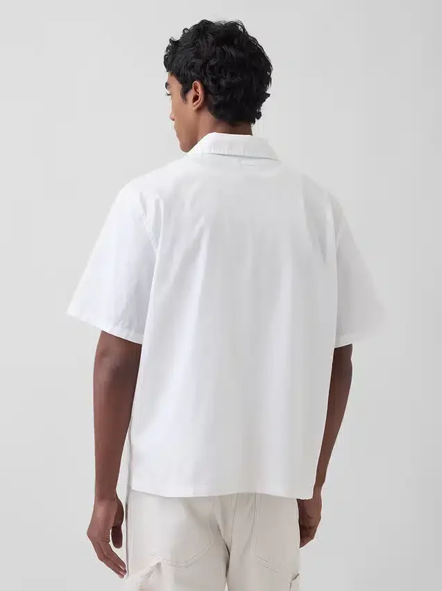 Chemise ample à ourlet droit en lin et coton