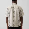 Chemise ample à ourlet droit en lin et coton