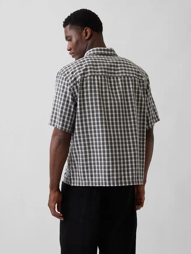 Chemise ample à ourlet droit en lin et coton