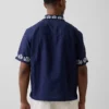 Chemise ample à ourlet droit en lin et coton