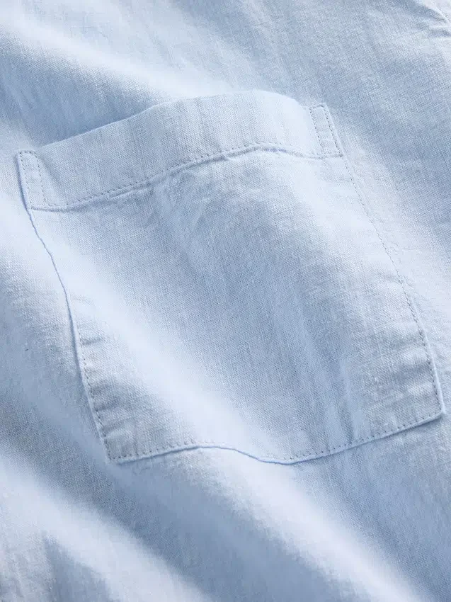 Chemise ample à ourlet droit en lin et coton