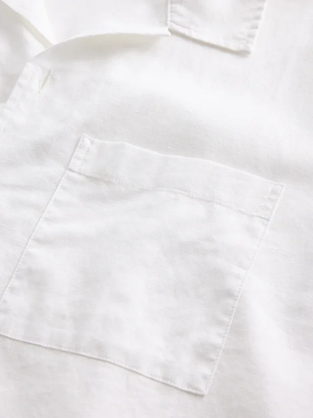Chemise ample à ourlet droit en lin et coton