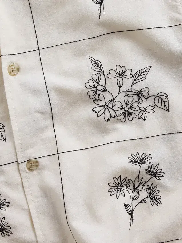 Chemise ample à ourlet droit en lin et coton
