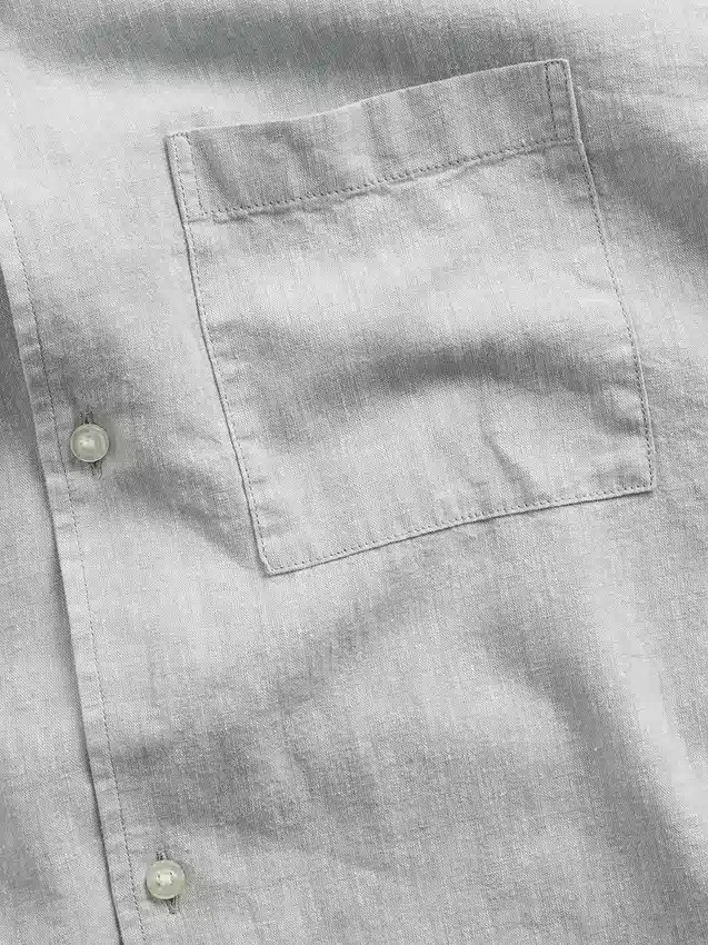 Chemise ample à ourlet droit en lin et coton