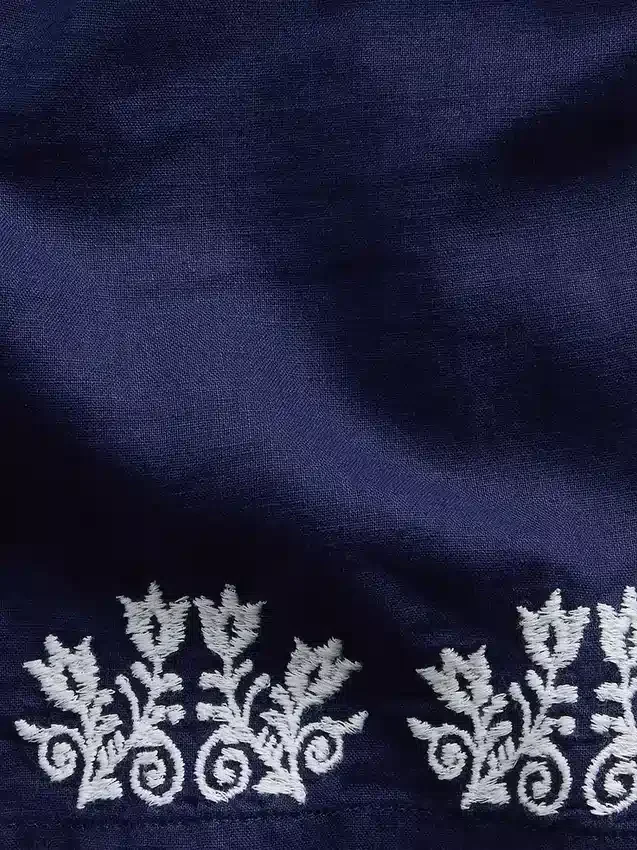 Chemise ample à ourlet droit en lin et coton