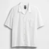 Chemise ample à ourlet droit en lin et coton