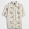 Chemise ample à ourlet droit en lin et coton