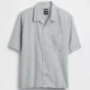Chemise ample à ourlet droit en lin et coton