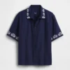 Chemise ample à ourlet droit en lin et coton